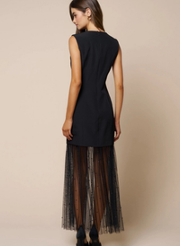 Pearl Mesh Hem Maxi Dress