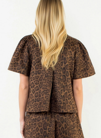 Faux Suede Animal Print Top