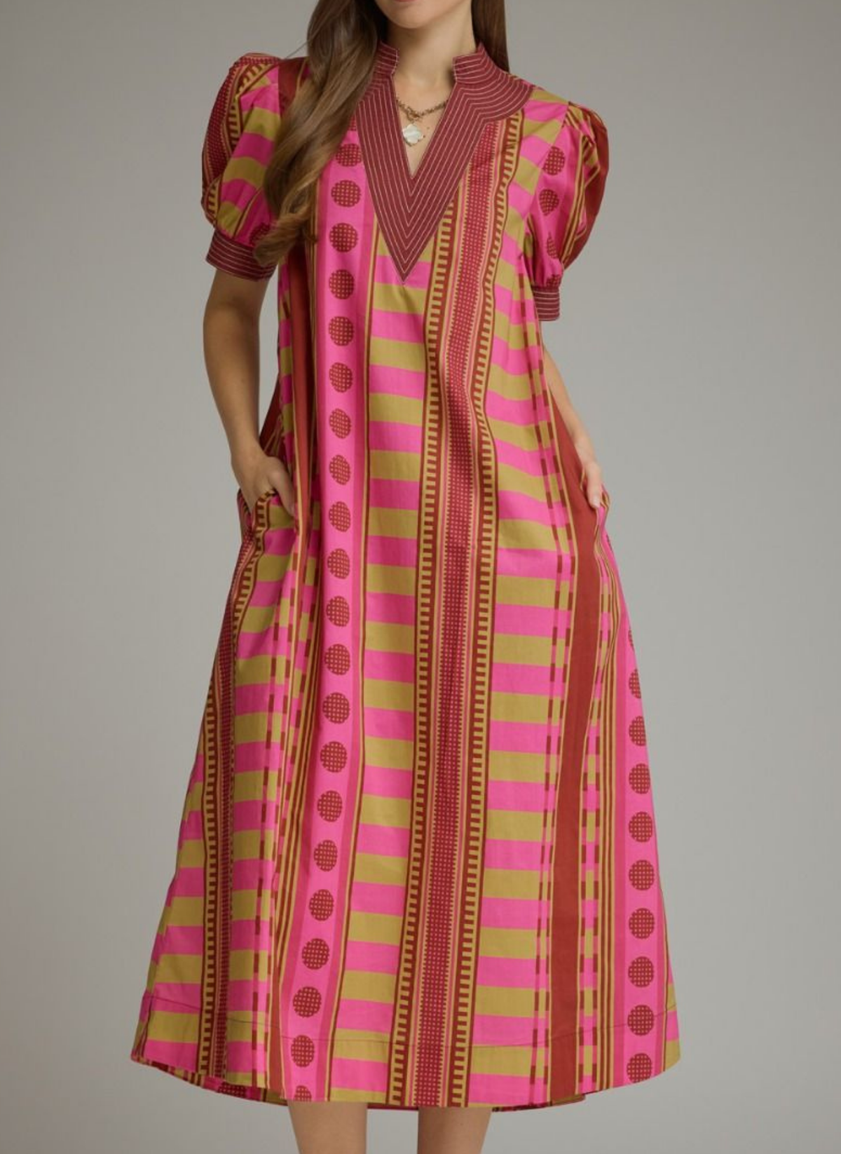 Dixie Dot & Line Midi Dress