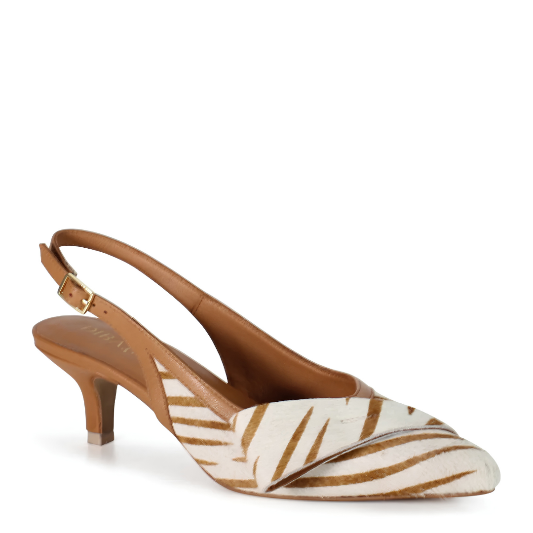 Settle Down Kitten Heel - White + Tan