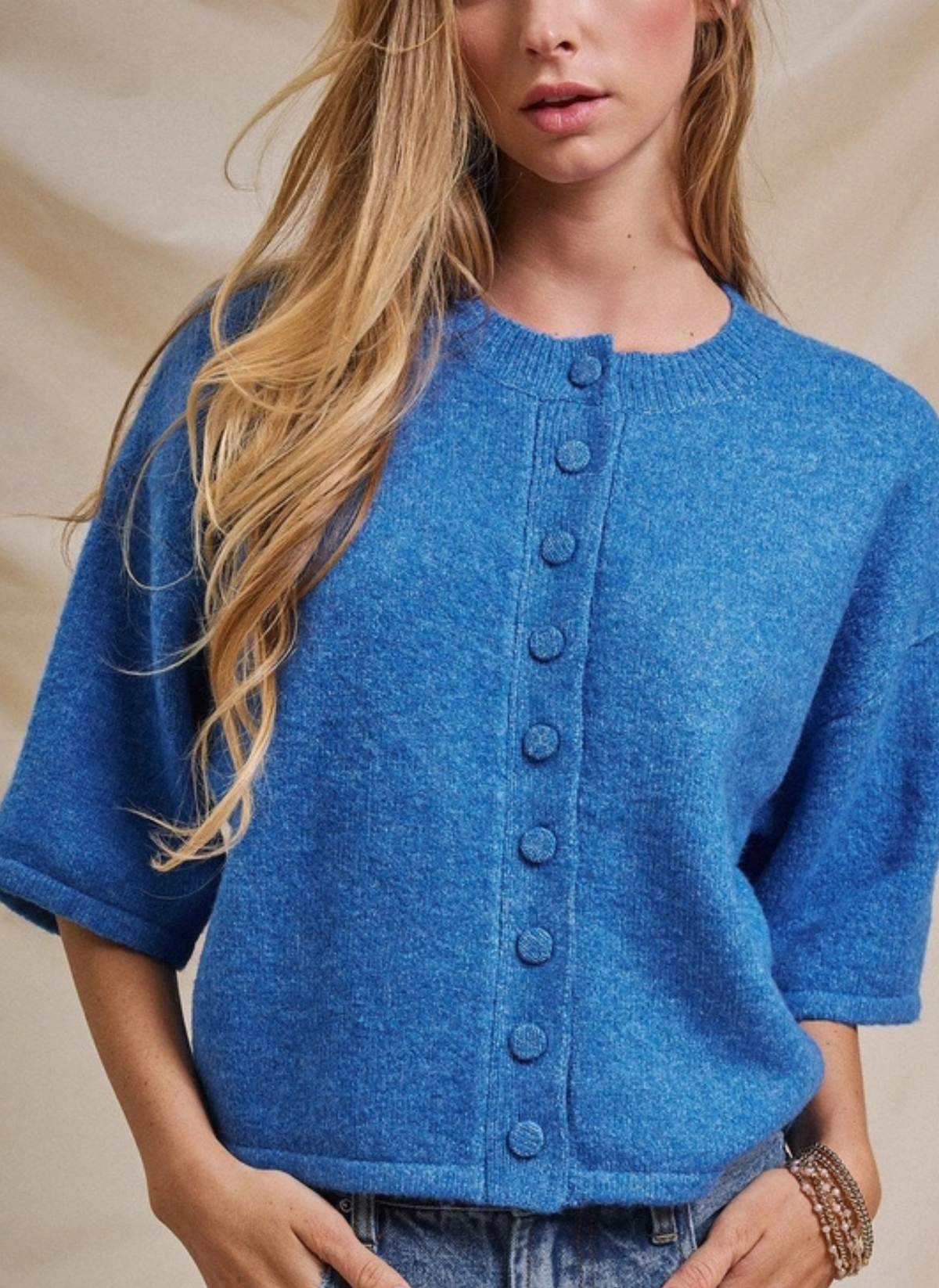 Soft Knit Elbow Sleeve Cardigan