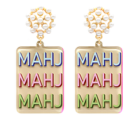 Mahjong Printed Acrylic Earrings