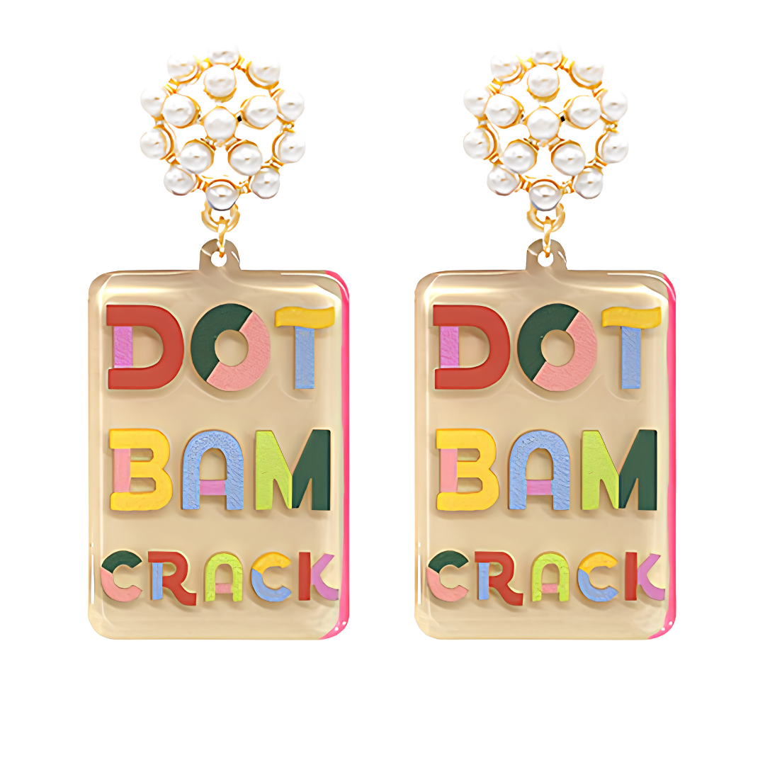 Mahjong Printed Acrylic Earrings
