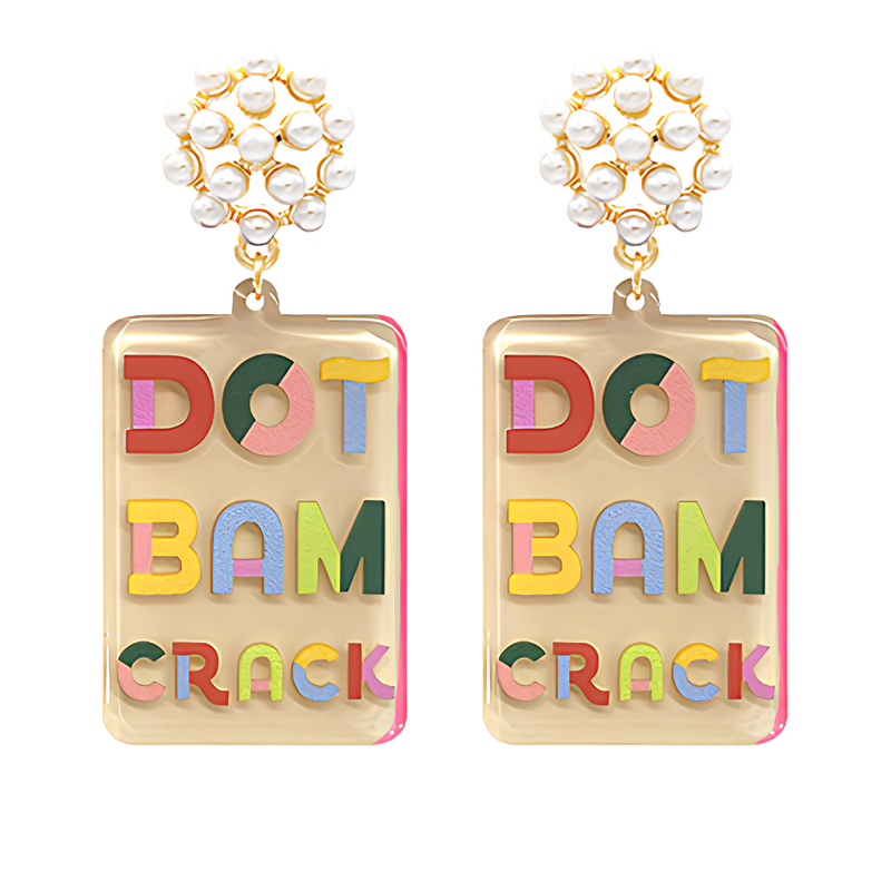 Mahjong Printed Acrylic Earrings