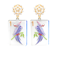 Mahjong Printed Acrylic Earrings