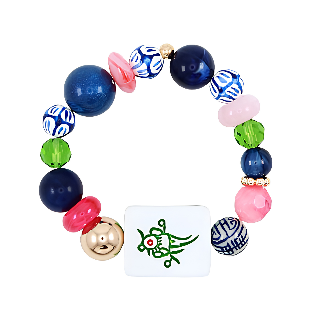 Colorful Mahjong Tile Bead Bracelet