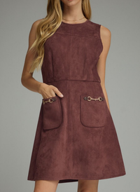 Horsebit Faux Suede Dress