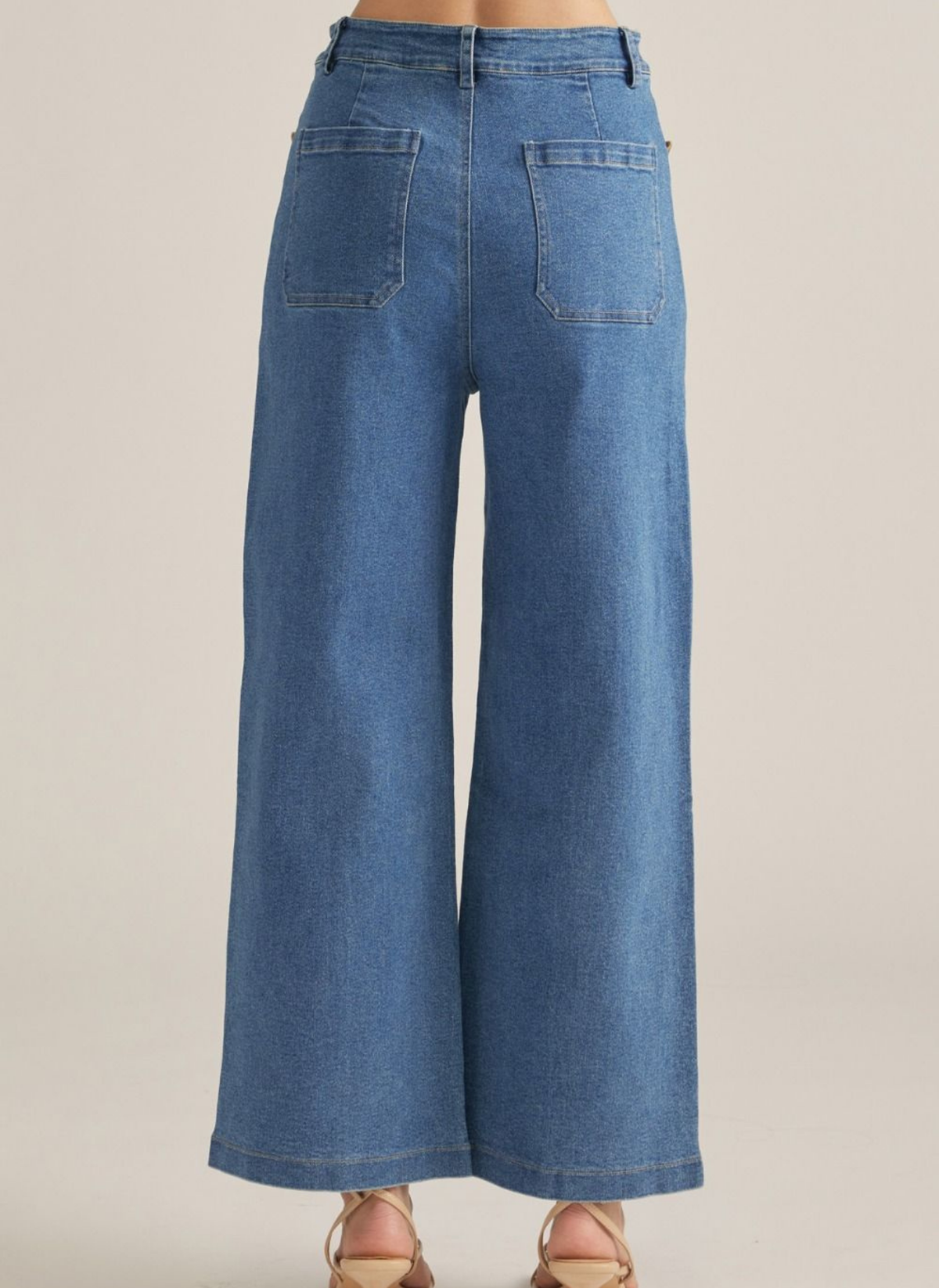 Saddle Scallop Wide Leg Denim
