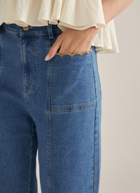 Saddle Scallop Wide Leg Denim