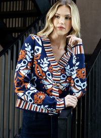 Floral Cardigan w/ Gold Buttons