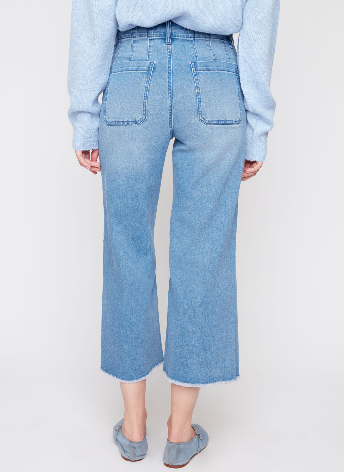 Denim Wide Leg Stitch Detail Pant