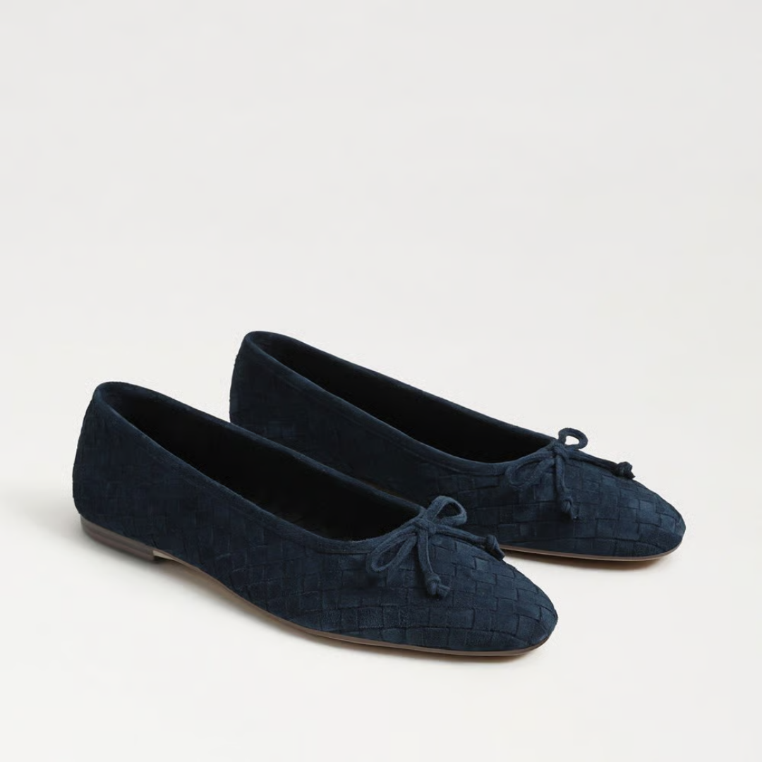 Ruthie Woven Ballet Flat - Navy Suede