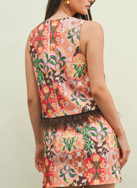Feather Hem Skirt Set
