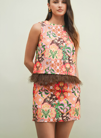 Feather Hem Skirt Set