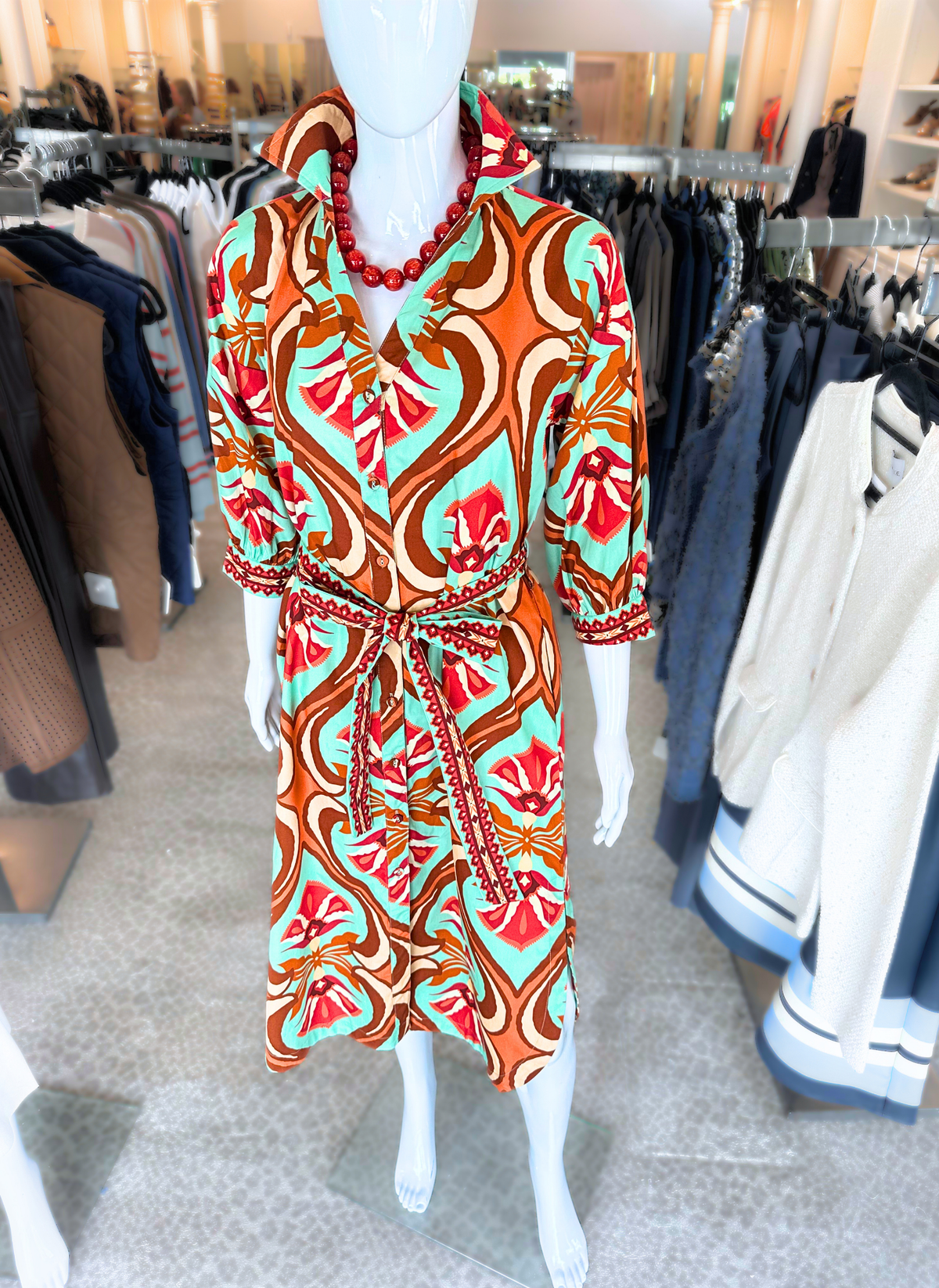 Olivia Dress - Geo Mint