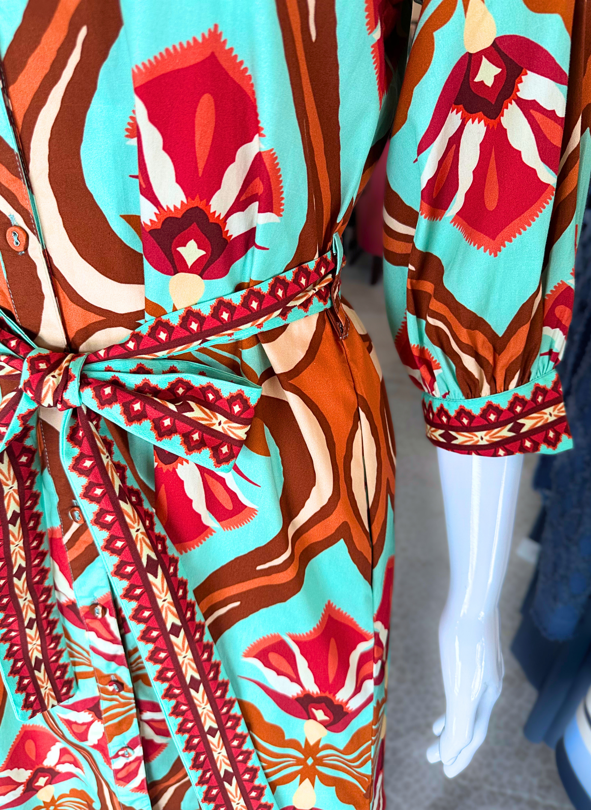 Olivia Dress - Geo Mint