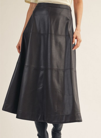 Faux Leather Seamed Midi Skirt