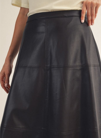 Faux Leather Seamed Midi Skirt