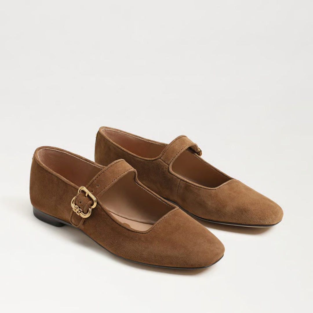 Michaela Mary Jane Flat - Warm Nutmeg Suede