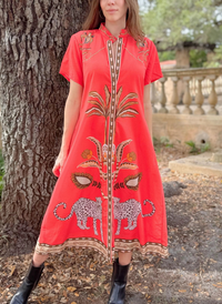 Sydney Shirt Dress - Oasis Red