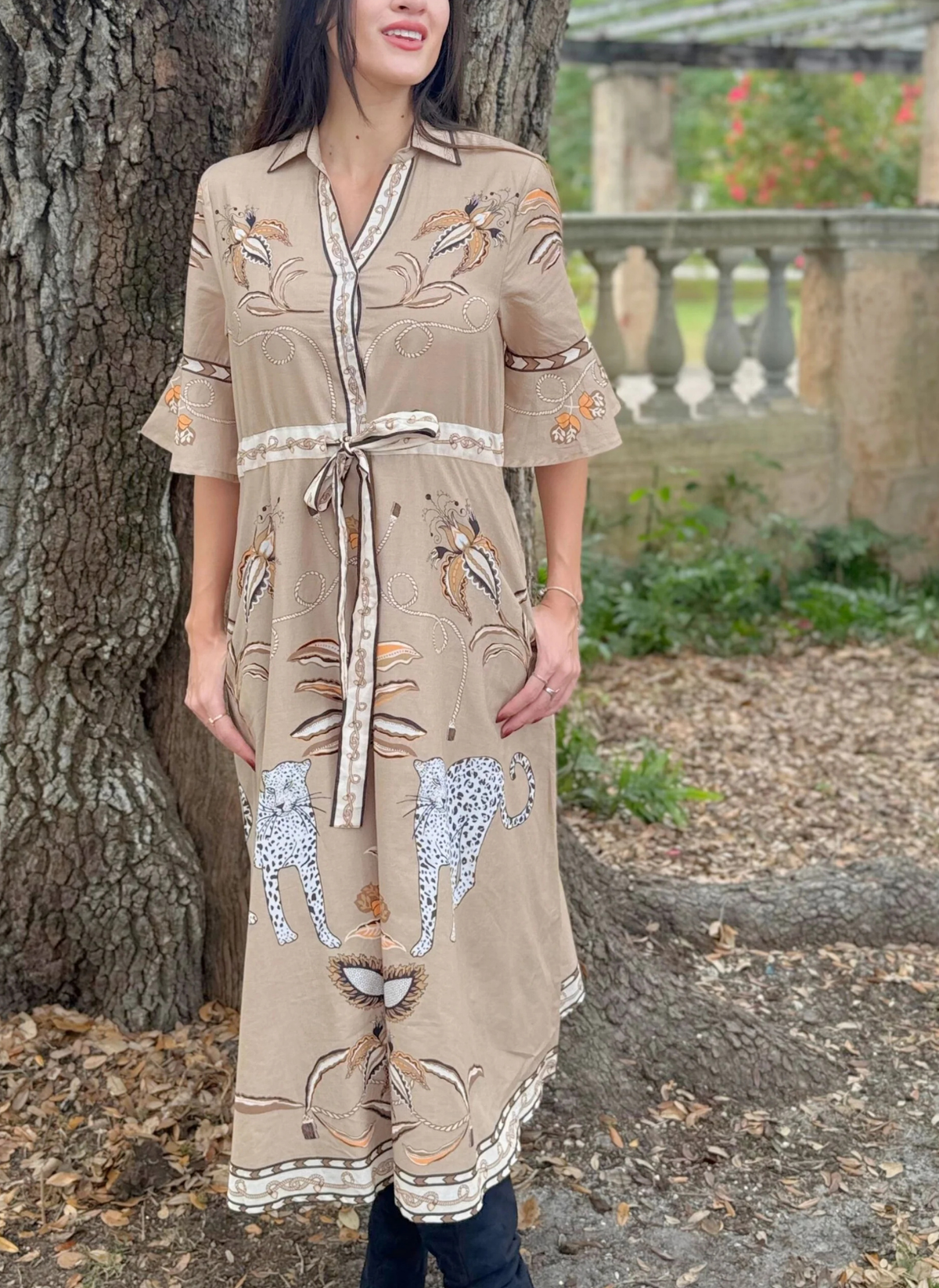Cape Midi Dress - Oasis Sand