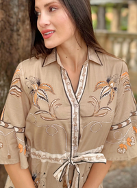 Cape Midi Dress - Oasis Sand