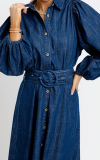 Denim Maxi Dress w/ Belt