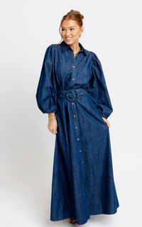 Denim Maxi Dress w/ Belt