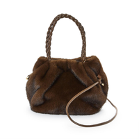 Faux Fur Braided Strap Handbag