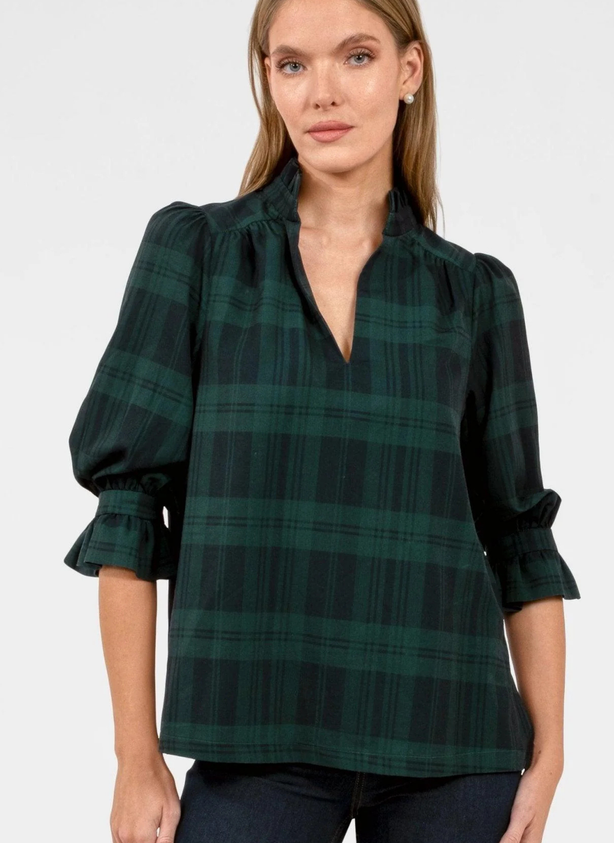 Black Watch Ruffleneck Top