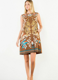 Sleeveless Floral Tiger Dress