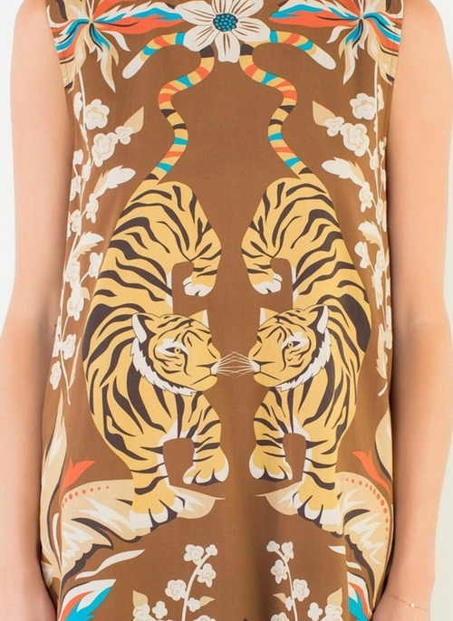 Sleeveless Floral Tiger Dress