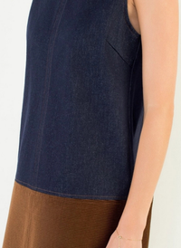 Corduroy Detail Denim Dress