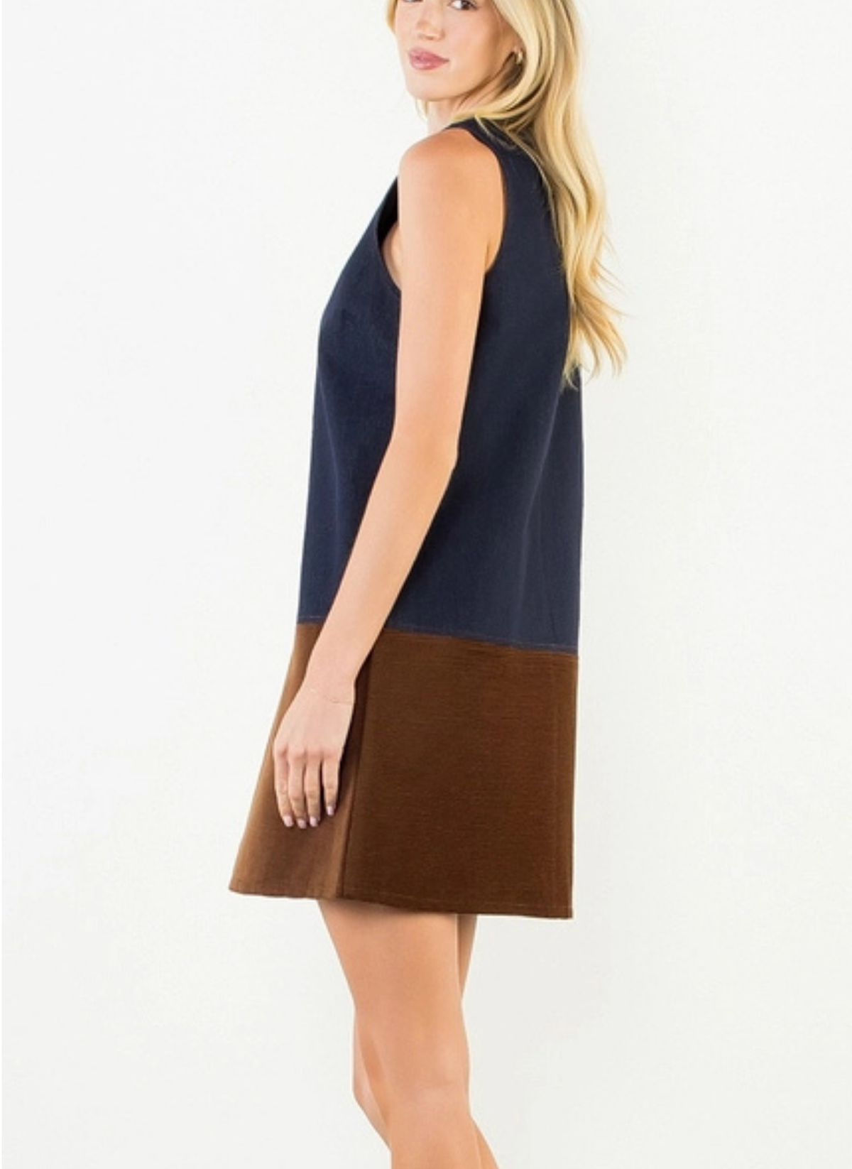 Corduroy Detail Denim Dress