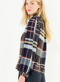 Plaid Long Sleeve Blouse