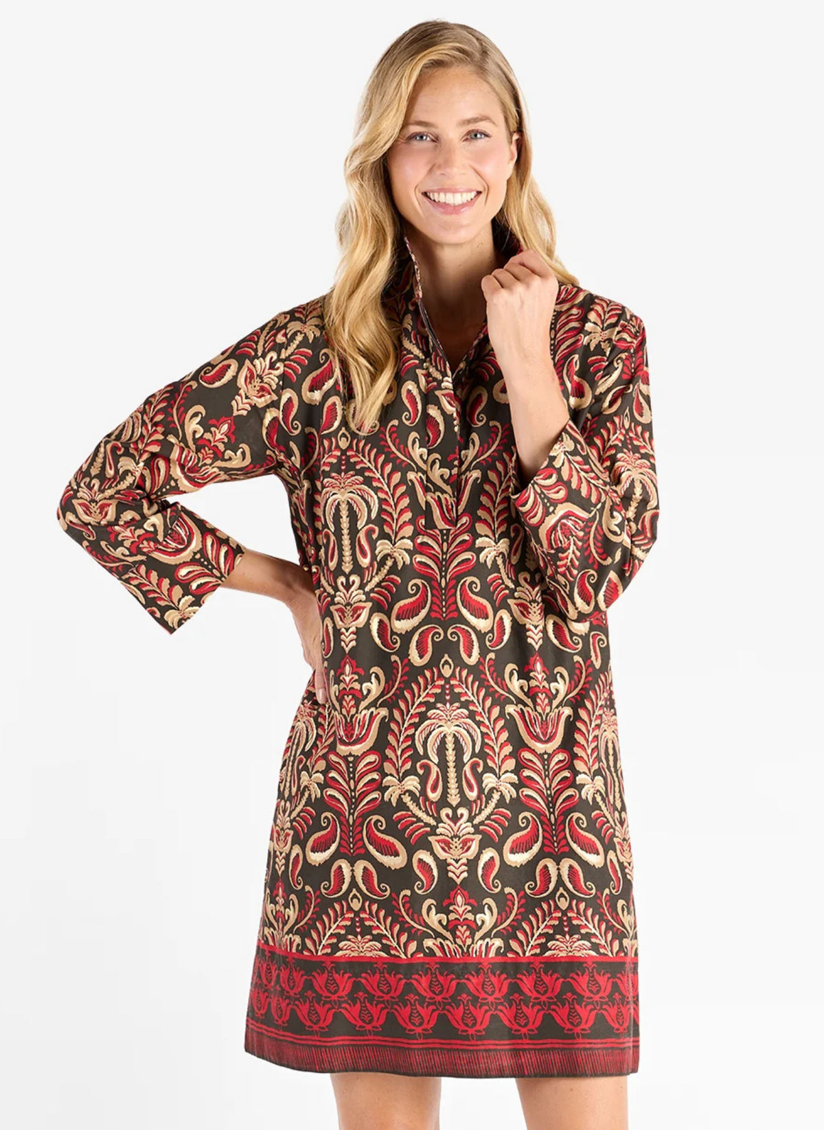 Helen Ornate Topiary Dress - Espresso Gold