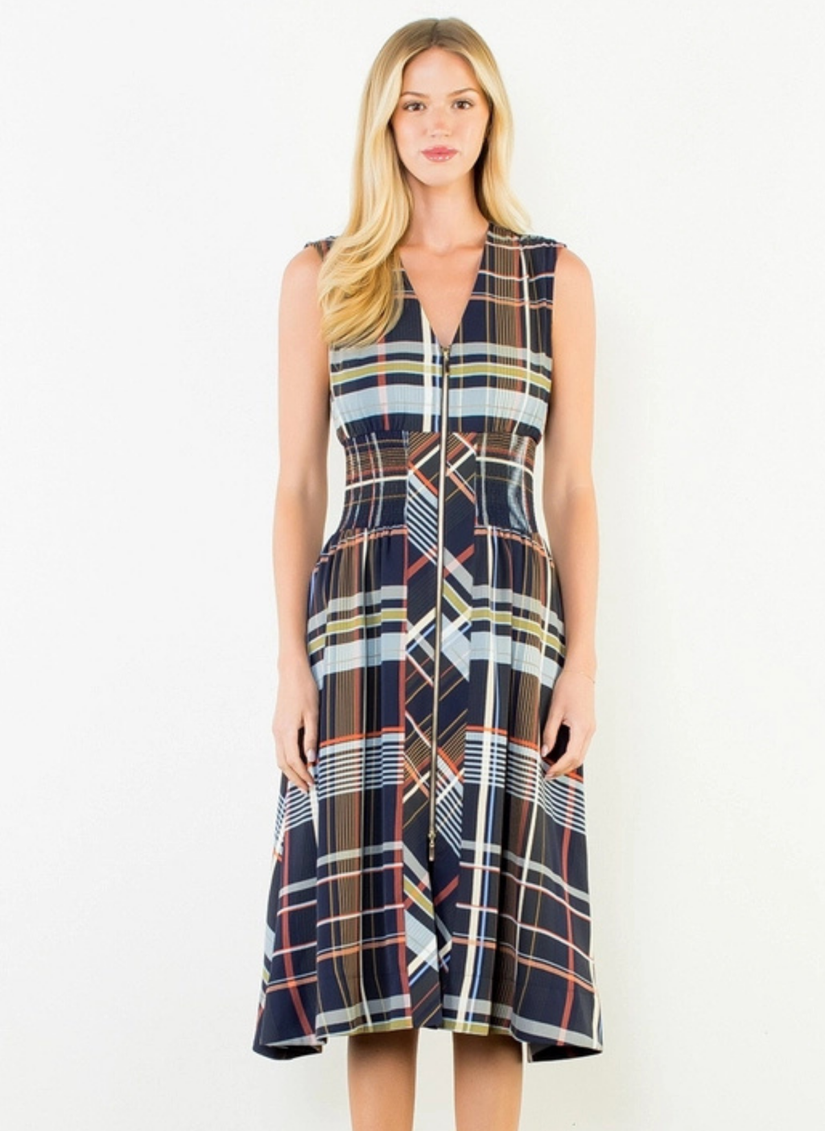 Brooks Plaid Zipper Front Dress