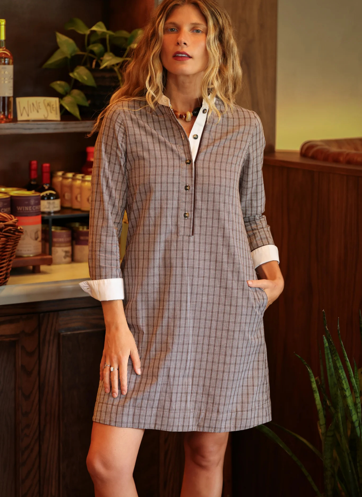 Fontaine Dress - Brown Check