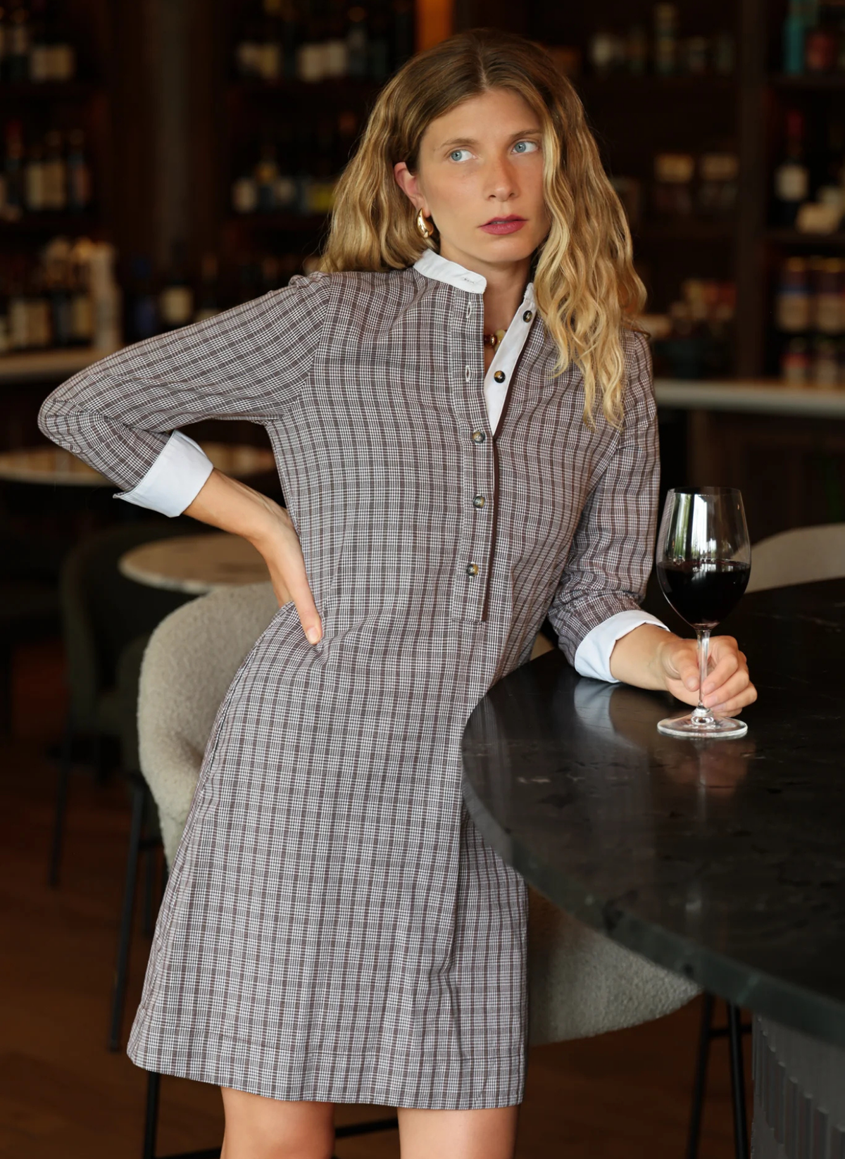 Fontaine Dress - Brown Check