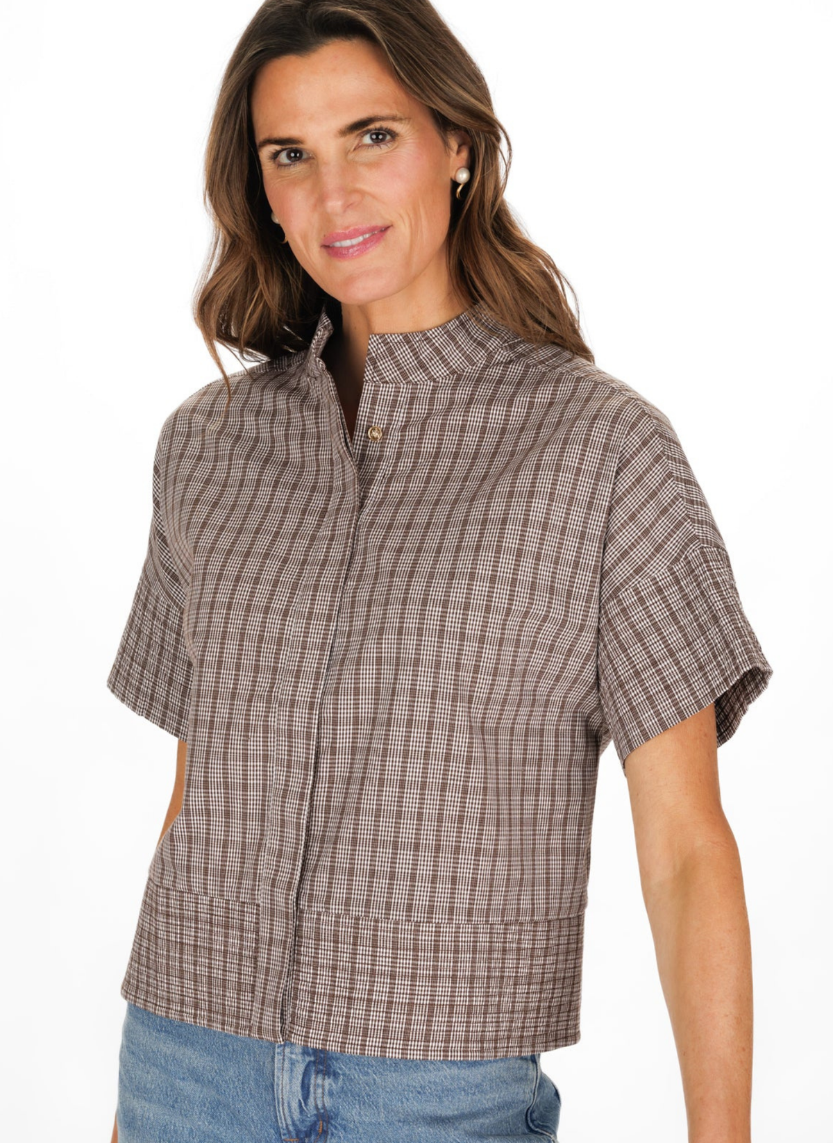 Avalon Top - Brown Check