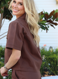 Denim Pocket Top - Chocolate