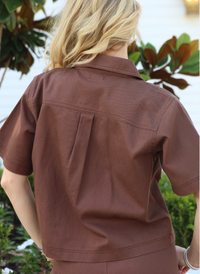 Denim Pocket Top - Chocolate