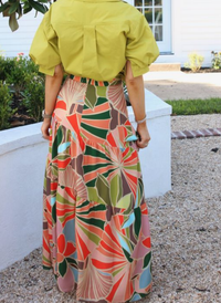 Floral Tie Maxi Skirt - Orange Multi