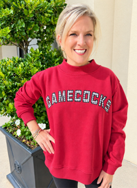 Gingham Gamecocks Mockneck Sweatshirt