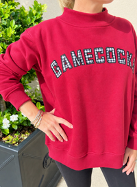 Gingham Gamecocks Mockneck Sweatshirt