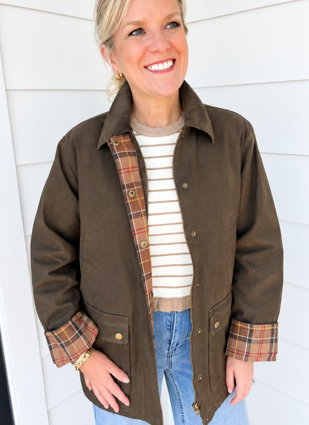Harrington Plaid Barn Jacket