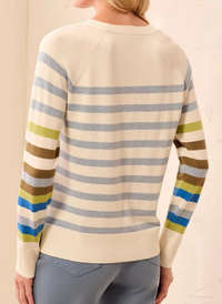 Crew Neck Stripe Sweater - Moonstone