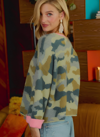 Soft Camo Contrast Trim Sweater
