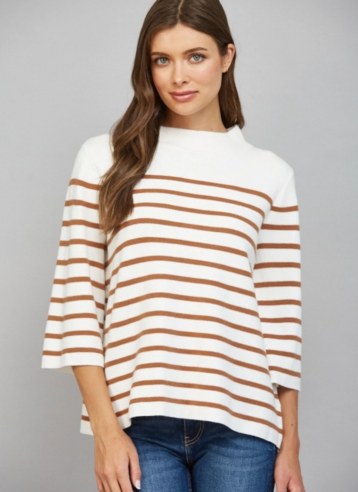 Landry Stripe Mock Neck Sweater