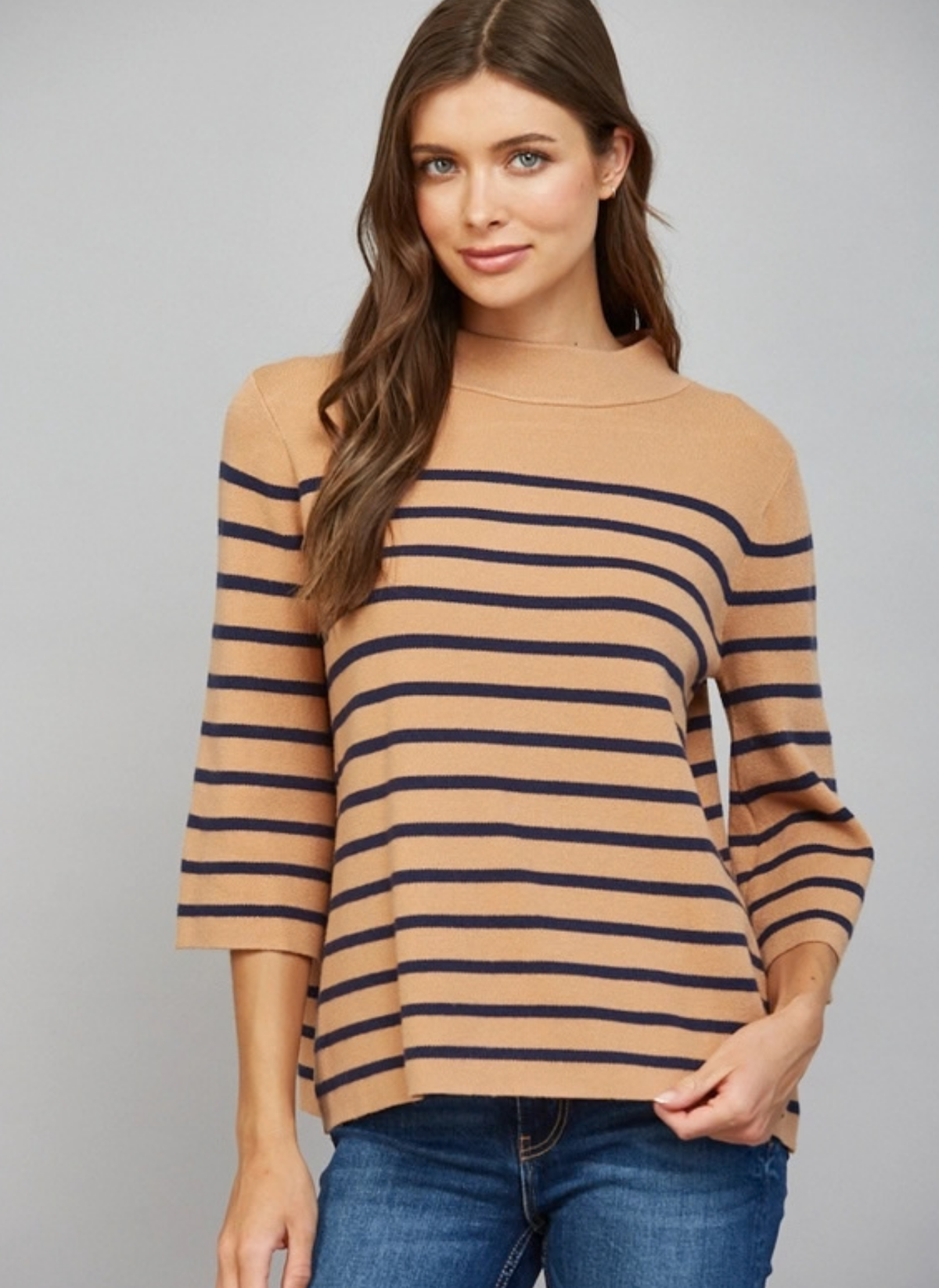Landry Stripe Mock Neck Sweater